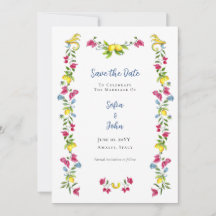 Mediterranean Garden Floral Save the Date