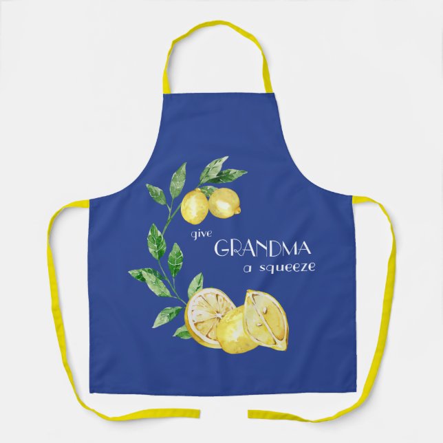 Mediterranean Give Grandma a Squeeze Blue Lemon  Apron (Front)