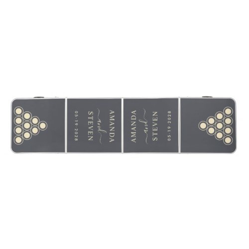 Mediterranean Gray Couple Names with Wedding Date Beer Pong Table