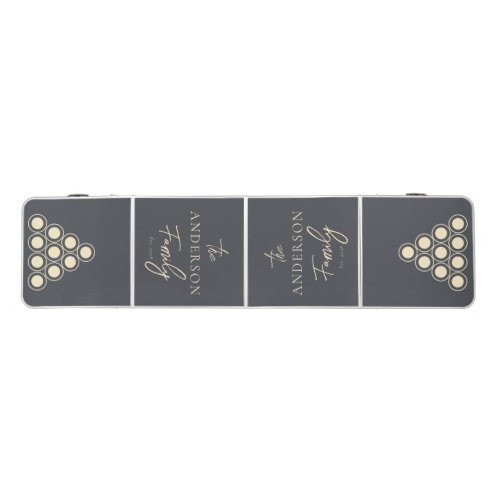 Mediterranean Gray Hand Written Family Name Beer Pong Table