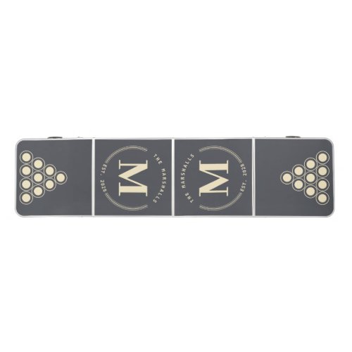 Mediterranean Gray Modern Circle Monogram Beer Pong Table