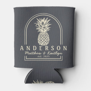 Mediterranean Gray Pineapple Wedding Arch & Name Can Cooler
