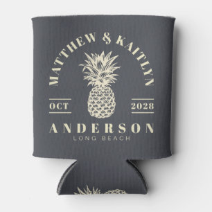 Mediterranean Gray Tropical Pineapple WeddingCrest Can Cooler