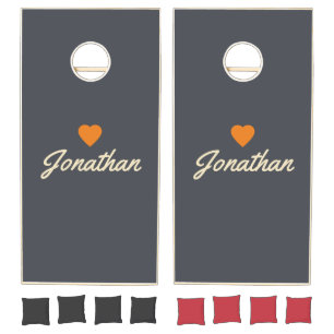 Mediterranean Gray Vintage OG Heart Signature Cornhole Set