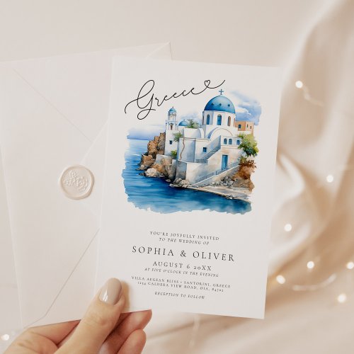 Mediterranean Greece Destination Wedding Invitation