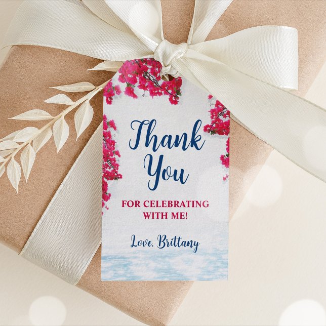 Mediterranean Greece Floral Favor Tag (Mediterranean Greece Favor Tag)