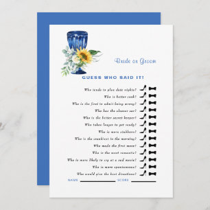 Mediterranean Guess Who Said It Shower Game Invitation