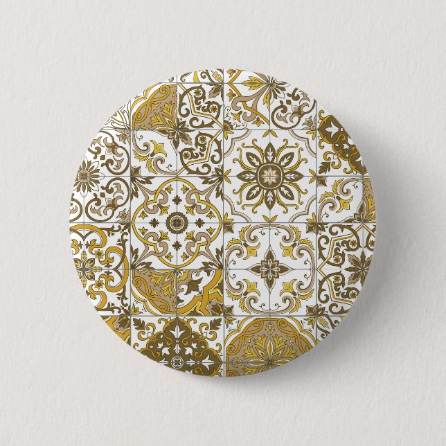 Mediterranean hues/ Azulejo tiles Button (Front)