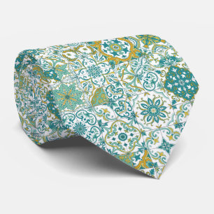 Mediterranean hues/ Azulejo tiles Neck Tie