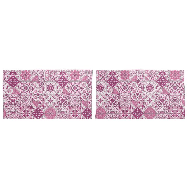 Mediterranean hues/ Azulejo tiles Pillow Case (Front-Set)