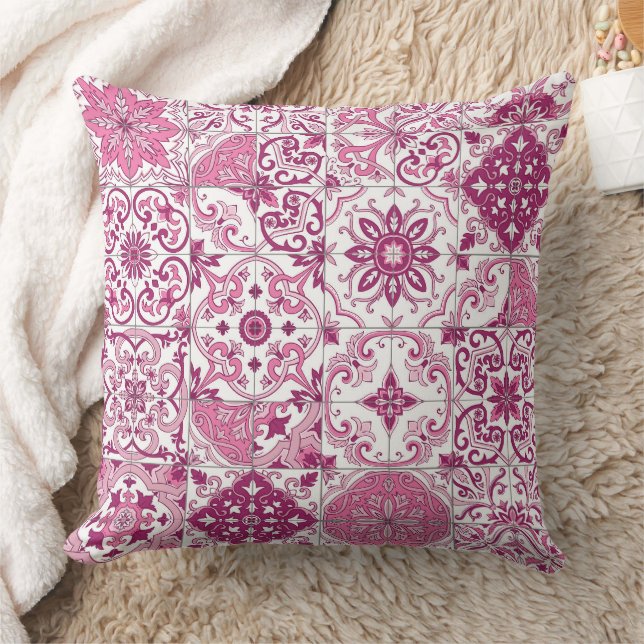 Mediterranean hues/ Azulejo tiles Throw Pillow (Blanket)