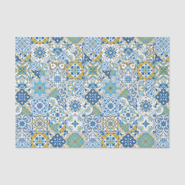 Mediterranean hues/ Azulejo tiles Tissue Paper (Front)