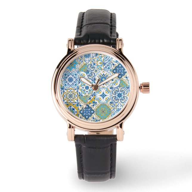 Mediterranean hues/ Azulejo tiles Watch (Front)