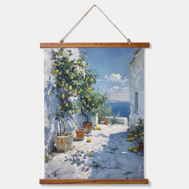 Mediterranean Impressionism with Lemons Hanging Tapestry (Front)