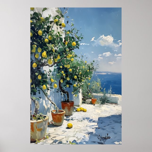 Mediterranean Impressionism with Lemons Poster (Front)