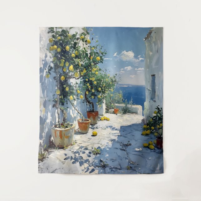 Mediterranean Impressionism with Lemons Tapestry (Front)