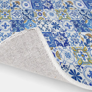Mediterranean Italian Blue, White & Yellow Pattern Rug