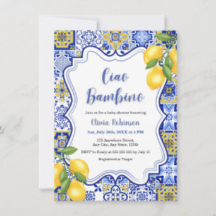 Mediterranean Italian Ciao Bambino Baby Shower  Invitation