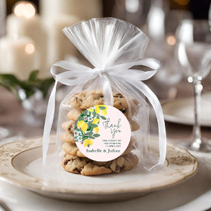 Mediterranean Italian Greece Lemon Pink Wedding Classic Round Sticker