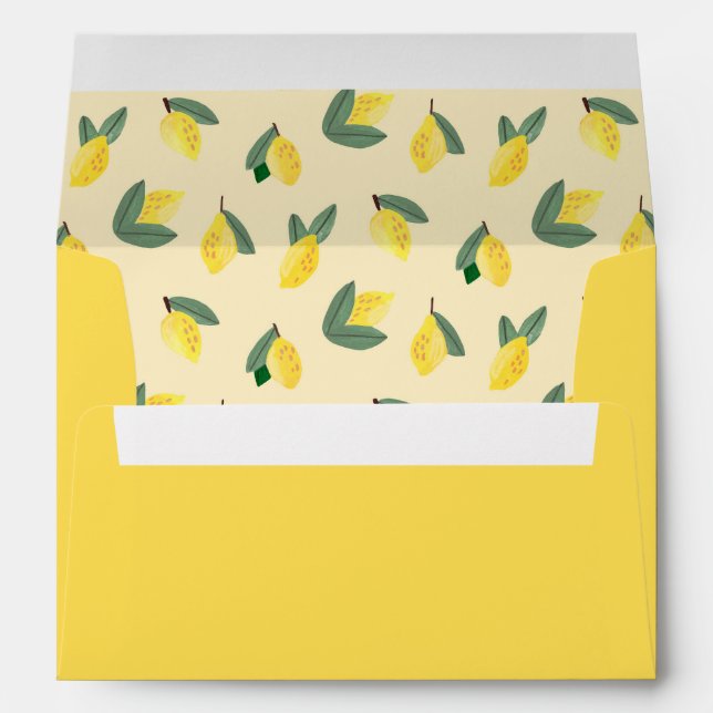 Mediterranean Italian Greece Lemon Pink Wedding Envelope (Back (Bottom))