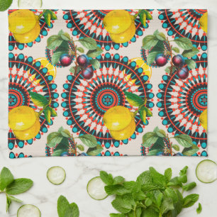 Mediterranean,Italian style,citrus,lemons,majolica Kitchen Towel