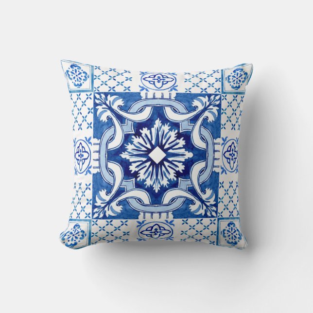 Mediterranean Italian tile design seamless Throw Pillow (Front)