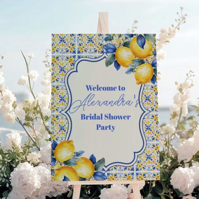 Mediterranean Italian Tile & Lemon Bridal Shower Foam Board (Creator Uploaded)