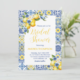 Mediterranean Italian Tile & Lemon bridal shower Invitation