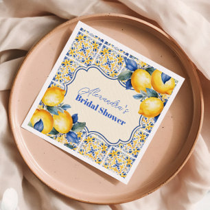 Mediterranean Italian Tile & Lemon Bridal Shower Napkins