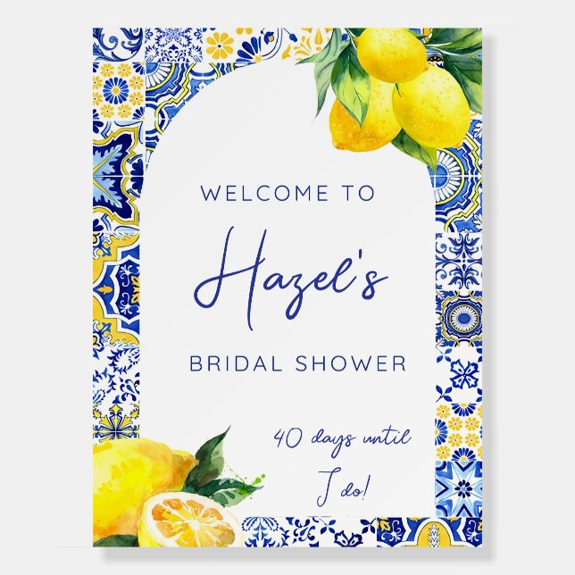 Mediterranean Italian Welcome Sign, Lemon Welcome  Foam Board (Front)