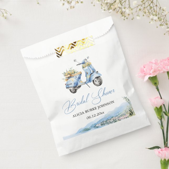 Mediterranean Italy Amalfi Vespa Bridal Shower Favor Bag (Sealed)