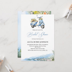 Mediterranean Italy Amalfi Vespa Bridal Shower Invitation