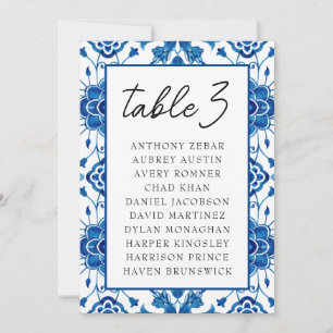 Mediterranean Italy Blue Table Seating Chart Cards