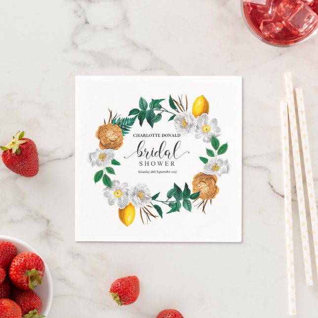 Mediterranean Italy Blue Tiles Bridal Shower  Napkins (Insitu)
