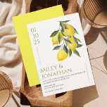 Mediterranean Italy Greece Lemon Vibrant Wedding Invitation<br><div class="desc">Introducing our Mediterranean-inspired wedding invitation, perfect for your upcoming spring or summer wedding. This invitation boasts a vibrant yellow and green color scheme, featuring a stunning lemon illustration that captures the essence of the Mediterranean. The design is inspired by the sunny beaches of Italy, the rolling hills of the Amalfi...</div>