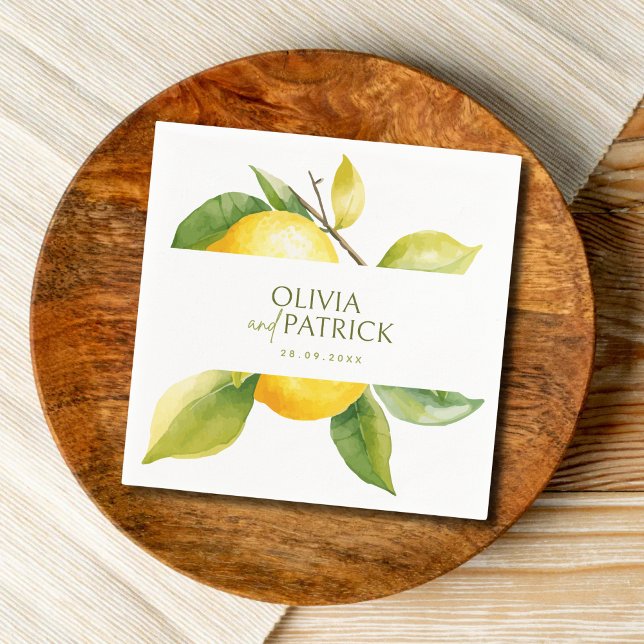 Mediterranean Italy Greece Lemon Vibrant Wedding Napkins (Creator Uploaded)