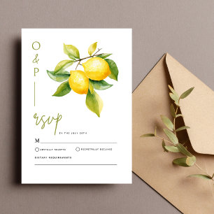 Mediterranean Italy Greece Lemon Vibrant Wedding RSVP Card