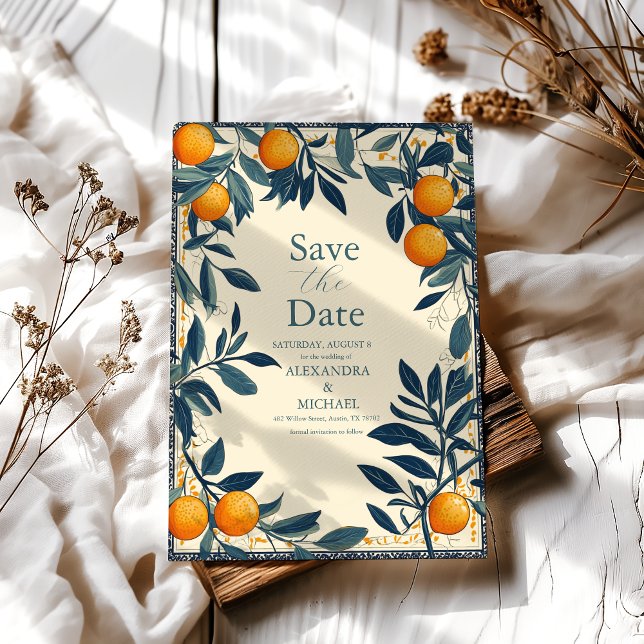 Mediterranean Italy Greece Lemon Vibrant Wedding Save The Date (Creator Uploaded)