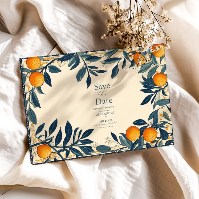 Mediterranean Italy Greece Lemon Vibrant Wedding Save The Date (Creator Uploaded)