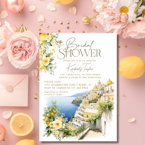 Mediterranean Italy Positano Italian Bridal Shower Invitation