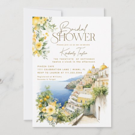 Mediterranean Italy Positano Italian Bridal Shower Invitation