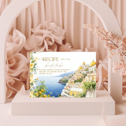 Mediterranean Italy Positano Recipe Bridal Shower Enclosure Card