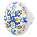 Mediterranean Italy Sicily blue tiles Ceramic Knob