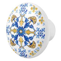 Mediterranean Italy Sicily blue tiles Ceramic Knob
