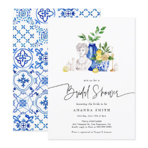 Mediterranean Italy Tiles Lemon Bridal Shower Invitation