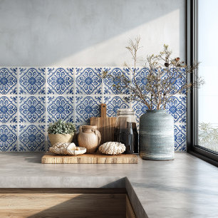 Mediterranean Kitchen Azulejo Pattern Backsplash Ceramic Tile
