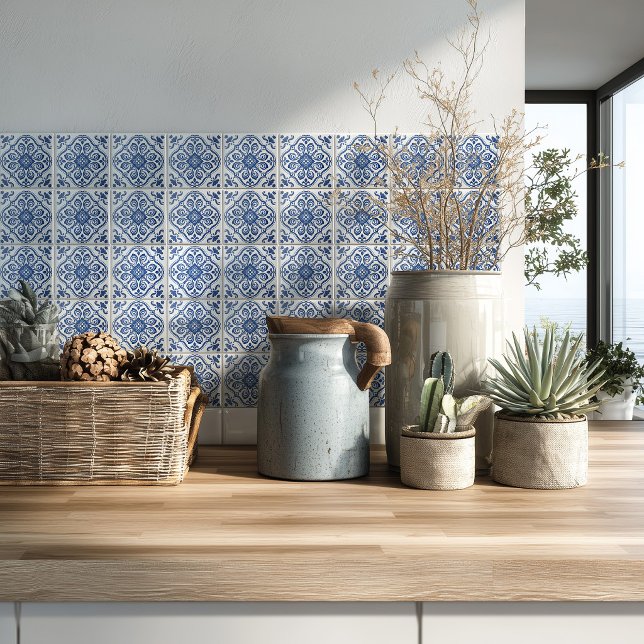 Mediterranean Kitchen Azulejo Pattern Backsplash Ceramic Tile (Creator Uploaded)