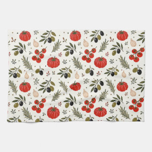 Mediterranean Kitchen Towels, Tomato & Olives Towel