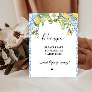 Mediterranean Leave your Recipes Bridal shower Pedestal Sign