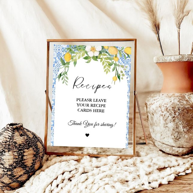 Mediterranean  Leave your Recipes Bridal shower Poster (Creator Uploaded)